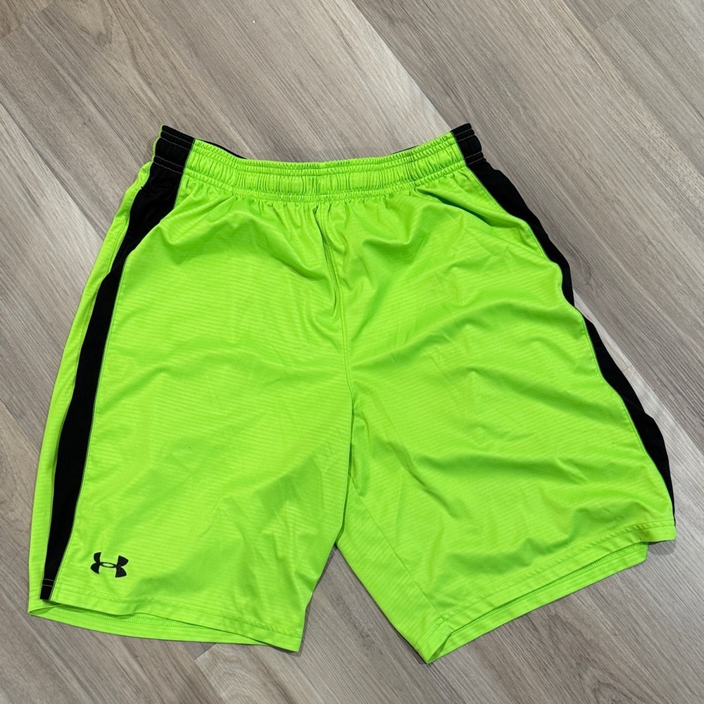 Under Armour Men's Bright Green and Black Athletic Shorts